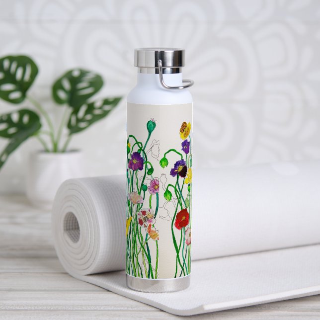 Wild Poppies Water Bottle (Yoga)