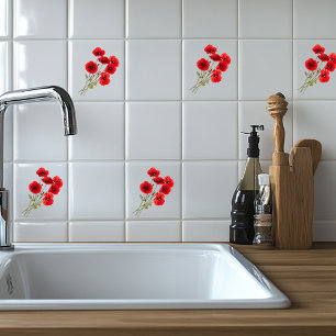 Wild Poppy  Ceramic Tile