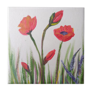 Wild poppy ceramic tile