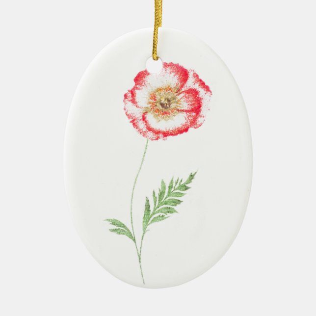 Wild poppy flower ceramic ornament (Front)
