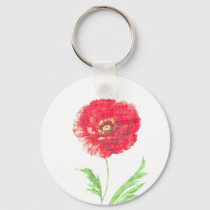 Wild poppy flower key ring