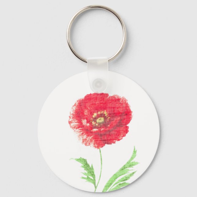 Wild poppy flower key ring (Front)