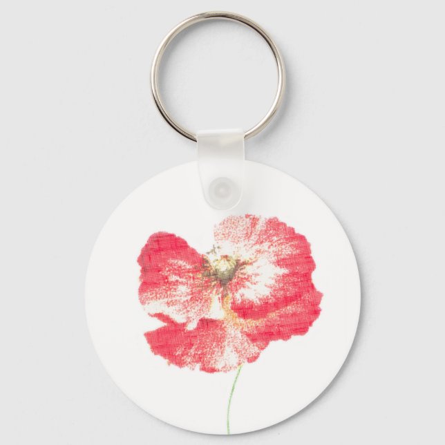 Wild poppy flower key ring (Front)