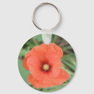Wild Poppy Flower Keychain
