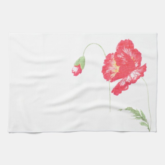 Wild poppy flower tea towel (Horizontal)