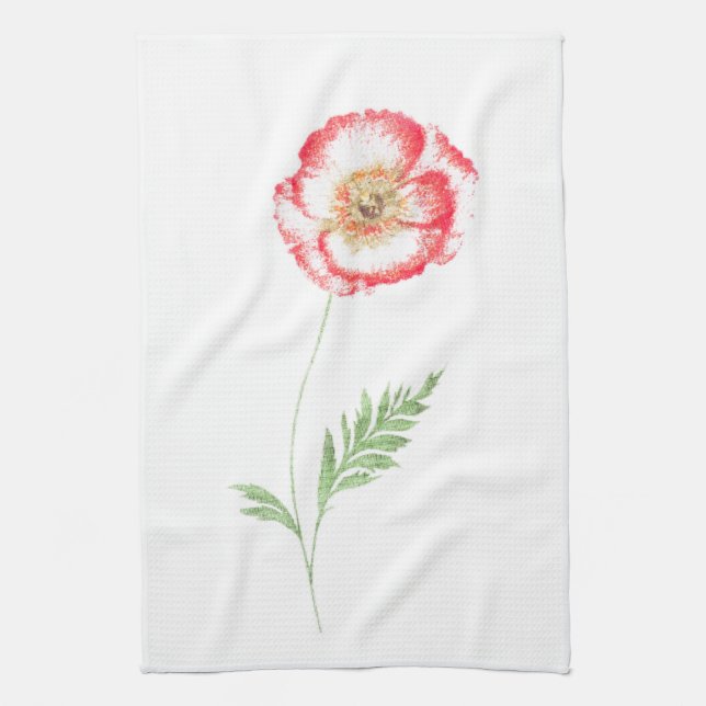 Wild poppy flower tea towel (Vertical)