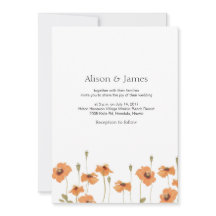 Wild poppy flower wedding invitation