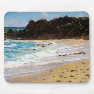 Wild Private Beach Scene Whimsical Art  Mouse Pad