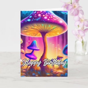 Wild Psychedelic Mushroom Forest Illustration Card