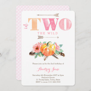 Wild Pumpkin 2nd Birthday Party for Girl Invitation