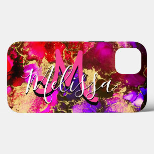 Wild Purple and Fuscia Alcohol Ink iPhone 13 Case