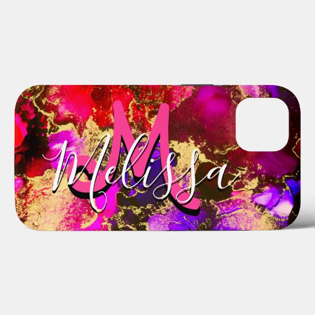 Wild Purple and Fuscia Alcohol Ink Case-Mate iPhone Case (Back (Horizontal))