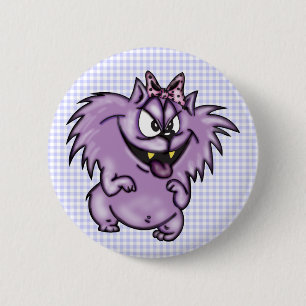 Wild Purple Cartoon Cat 6 Cm Round Badge