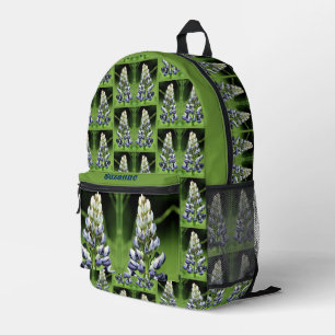 Wild Purple Lupine Flower Mirror Personalised Printed Backpack