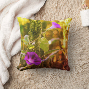 Wild Purple Morning Glory Flowers Abstract  Cushion
