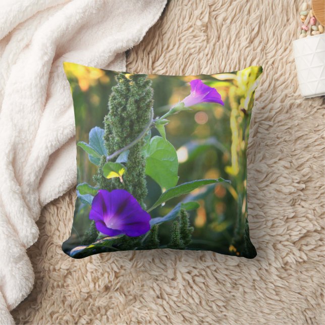 Wild Purple Morning Glory Flowers   Cushion (Blanket)