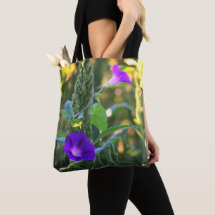 Wild Purple Morning Glory Flowers Tote Bag