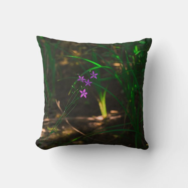 Wild Purple Water Forest Flowers Fern Cushion (Front)