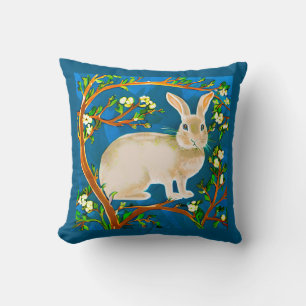 Wild Rabbit and Flowering Branches Cushion