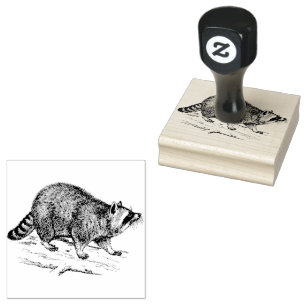 Wild Racoon Forest Animals Rubber Stamp