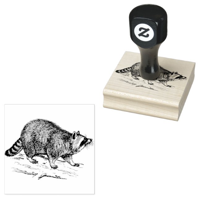 Wild Racoon Forest Animals Rubber Stamp (Stamped)