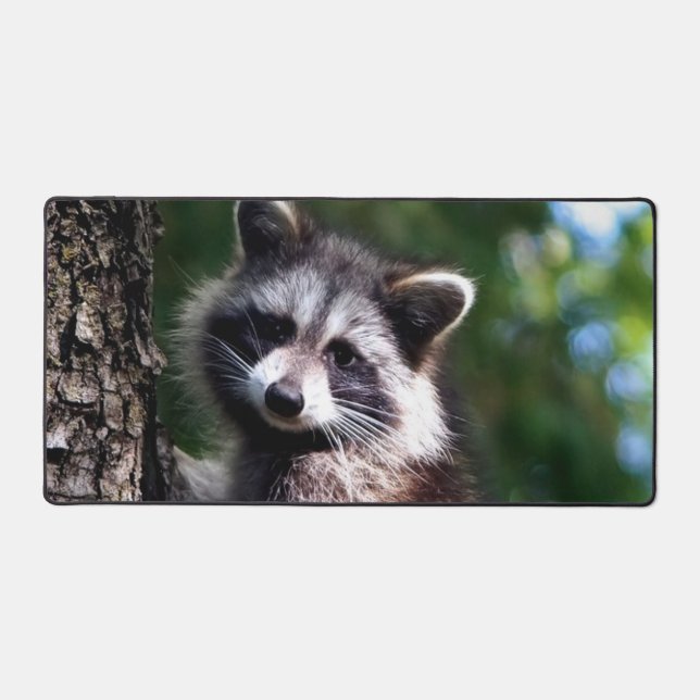 Wild Racoon in the Jungle Desk Mat (Front)