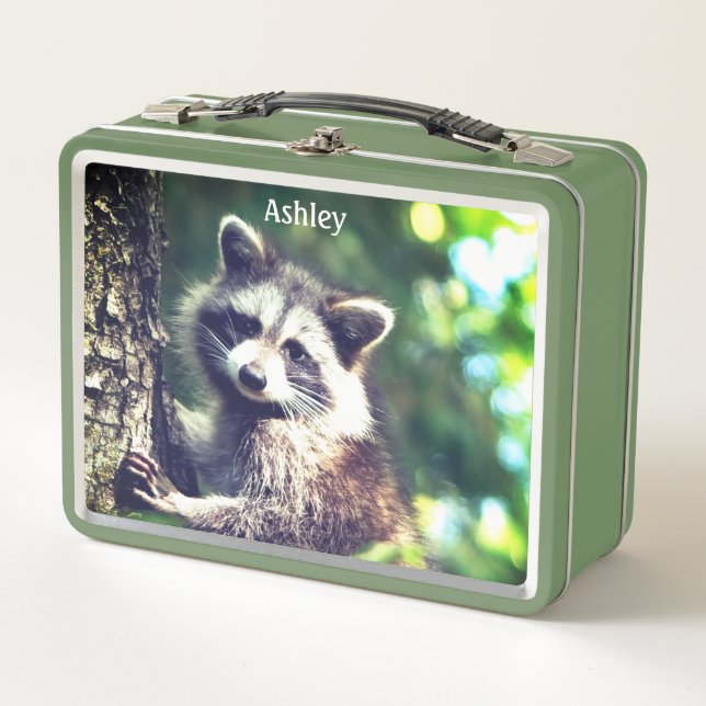 Wild Racoon on the Jungle Metal Lunch Box (Front)