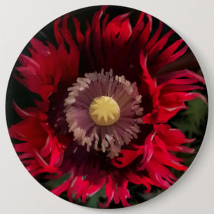 Wild ragged poppy flower painting 6 cm round badge