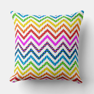 Wild Rainbow Chevron Pattern Cushion