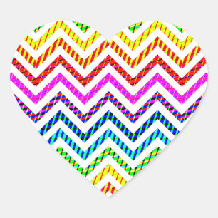 Wild Rainbow Chevron Pattern Heart Sticker
