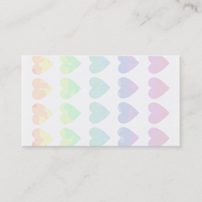 Wild rainbow hearts on white blank business cards (Front)