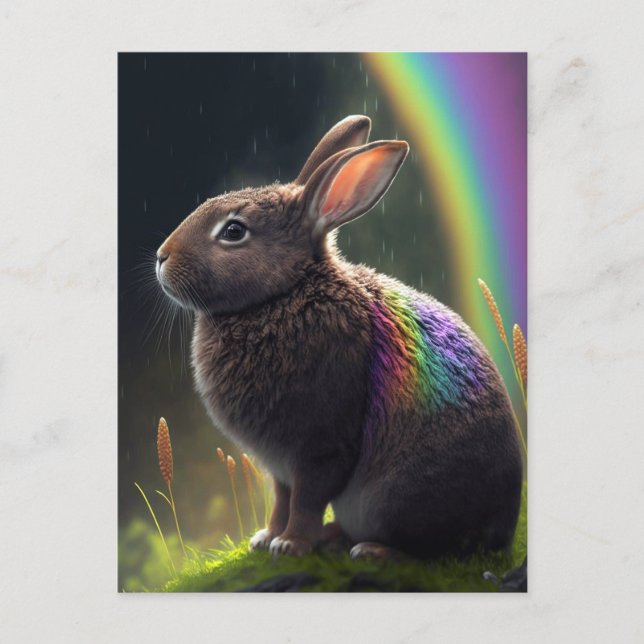 Wild Rainbow Rabbit Postcard (Front)