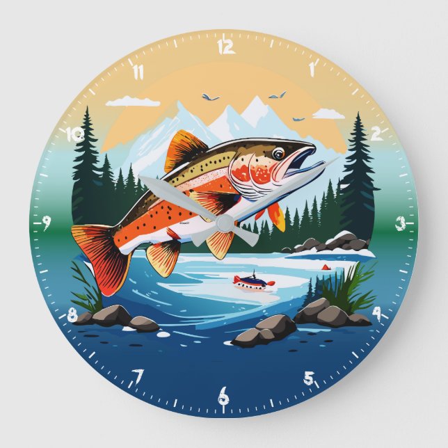 Wild Rainbow Trout Rocky Mountain Stream Clock (Front)