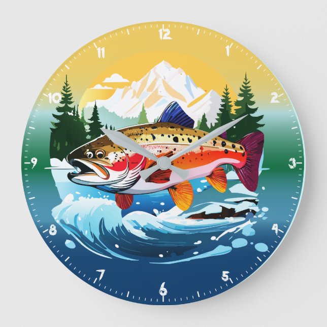 Wild Rainbow Trout Rocky Mountain Stream Clock (Front)