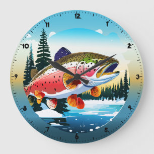 Wild Rainbow Trout Rocky Mountain Stream Clock