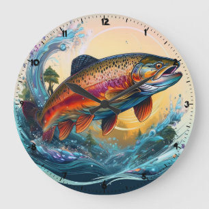 Wild Rainbow Trout Rocky Mountain Stream Clock