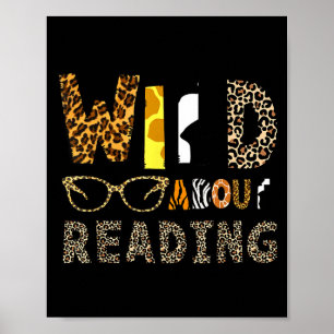 Wild reading book animal children's book lover poster