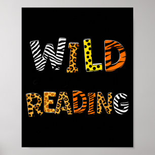 Wild reading kids reading books and bookworm poster