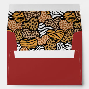 Wild Red Animal Print Hearts Valentine's Day  Envelope