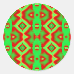 wild red green classic round sticker