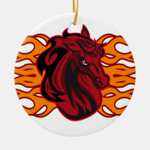 Wild red mustang horse ceramic ornament