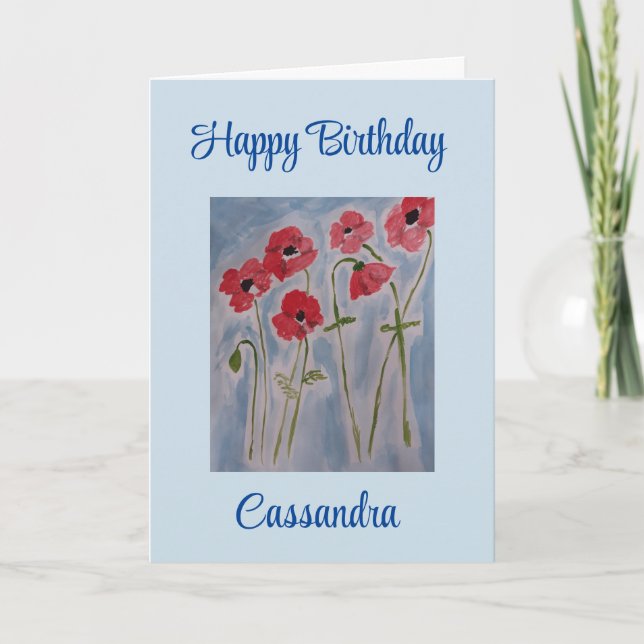 Wild Red Poppies Birthday Card (Front)