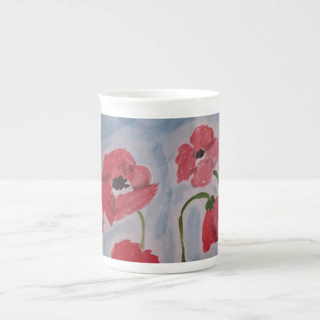 Wild Red Poppies Bone China Mug (Front)