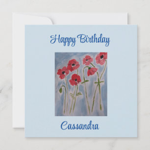 Wild Red Poppies Flat Birthday Card