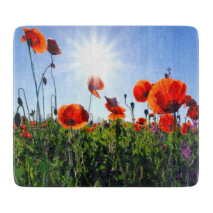 Wild Red Poppies Flowers Cutting Board