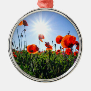 Wild Red Poppies Flowers Metal Ornament