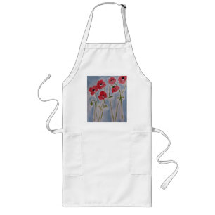 Wild Red Poppies  Long Apron