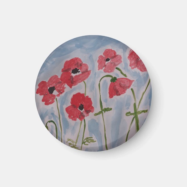 Wild Red Poppies Magnet (Front)