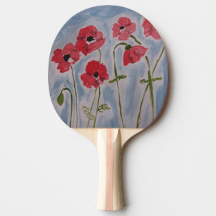 Wild Red Poppies Ping Pong Paddle
