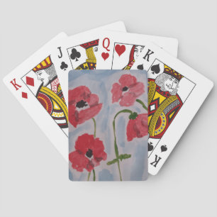 Wild Red Poppies Playing Cards